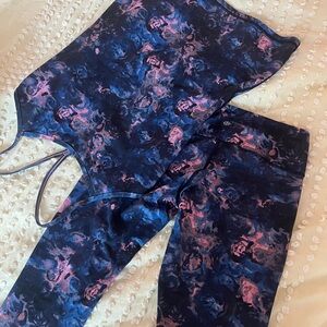 Lululemon Power Y Tank and Leggings in Moody Mirage Bark Berry Deep Navy Size 8